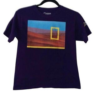 National Geographic Purple T-Shirt 7/8 Kids Short Sleeve 100% Cotton Graphic Tee